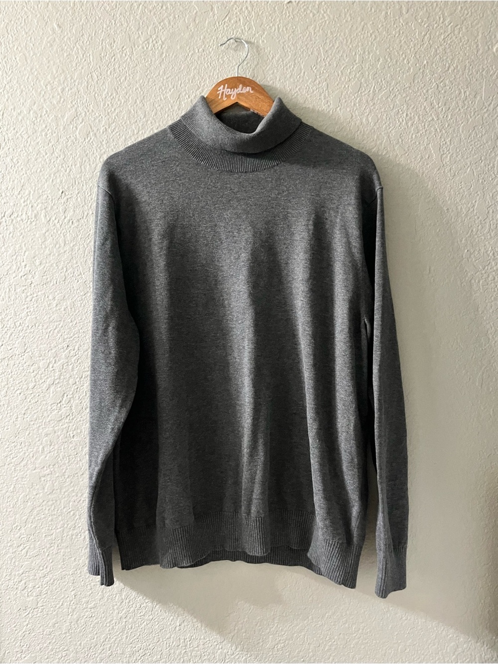 Lands' End Men's Charcoal Gray Turtleneck Sweater